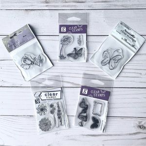 Clear Acrylic Stamps - Flower, Butterfly & Fairy Themed - Set of 5